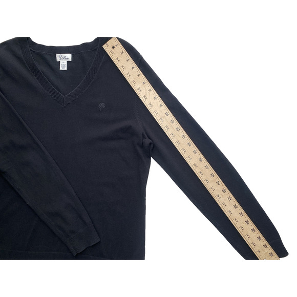 Lilly Pulitzer Sweater Womens Size XL Black Stretch V-Neck Long Sleeve Preppy - Picture 5 of 8